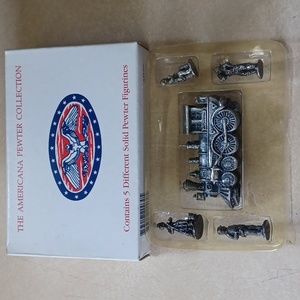 5 Piece Americana Pewter Collection Miniature Solid Pewter Figurines AH30